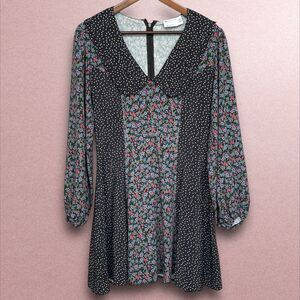 Asos Design Mini Skater Dress Women Size 6 Multicolor Mixed‎ Ditsy Floral Collar